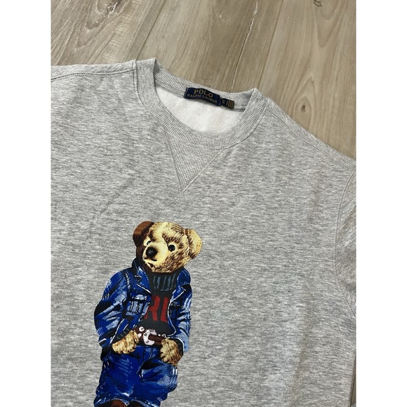 Polo Bear Ralph Lauren Sweatshirt  M Crewneck Sweater Sweatshirt Grey - Picture 2 of 6